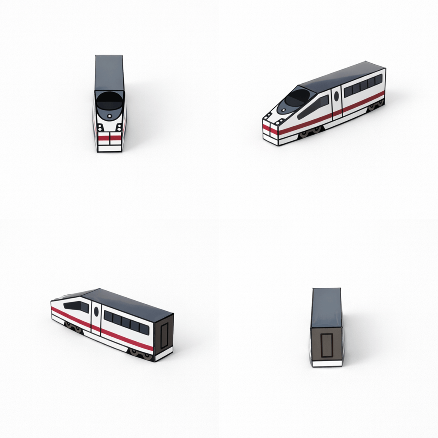 European High-Speed Train Papercraft Set | 5 Nesting Trains Printable PDF for Kids DIY Craft