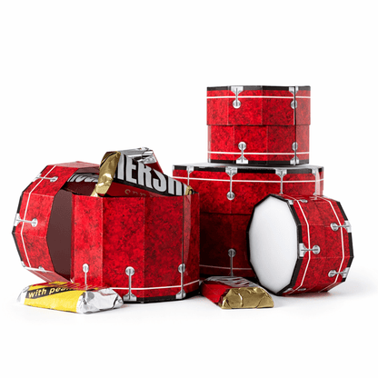 Drum Set Nesting Treat Boxes PDF Download | Printable Papercraft Gift Box Template