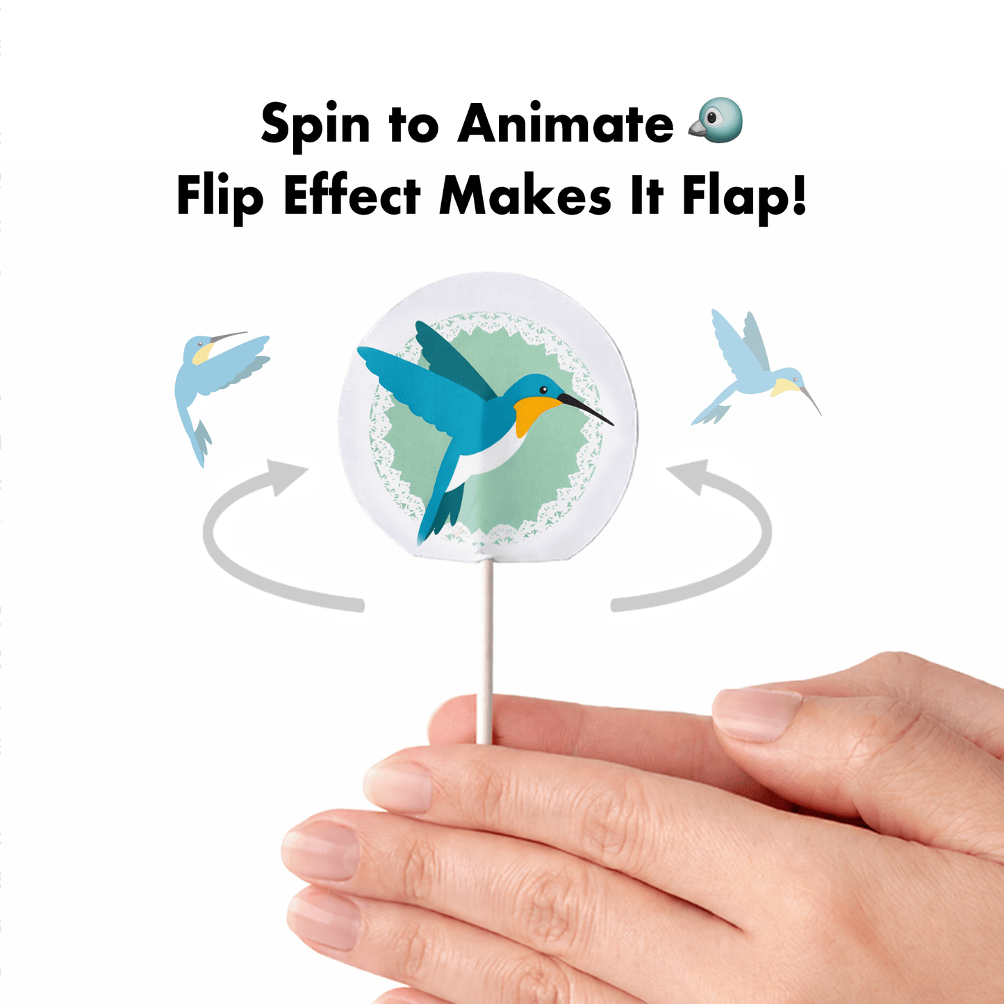 Hummingbird Cake Topper with Flapping Wings, Interactive Flip Animation, Printable PDF | Digital Download PDF
