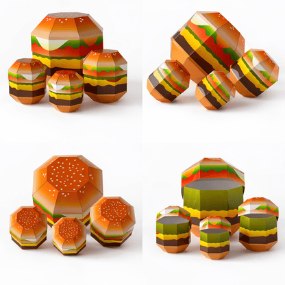 Hamburger Favor Box Papercraft Template | Four Sizes Nesting Treat Boxes (Digital Download)