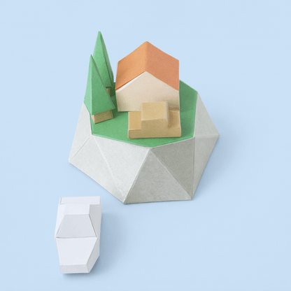 Tiny Islands Set Printable Papercraft PDF Ocean Diorama Boats Houses Trees Miniature Craft