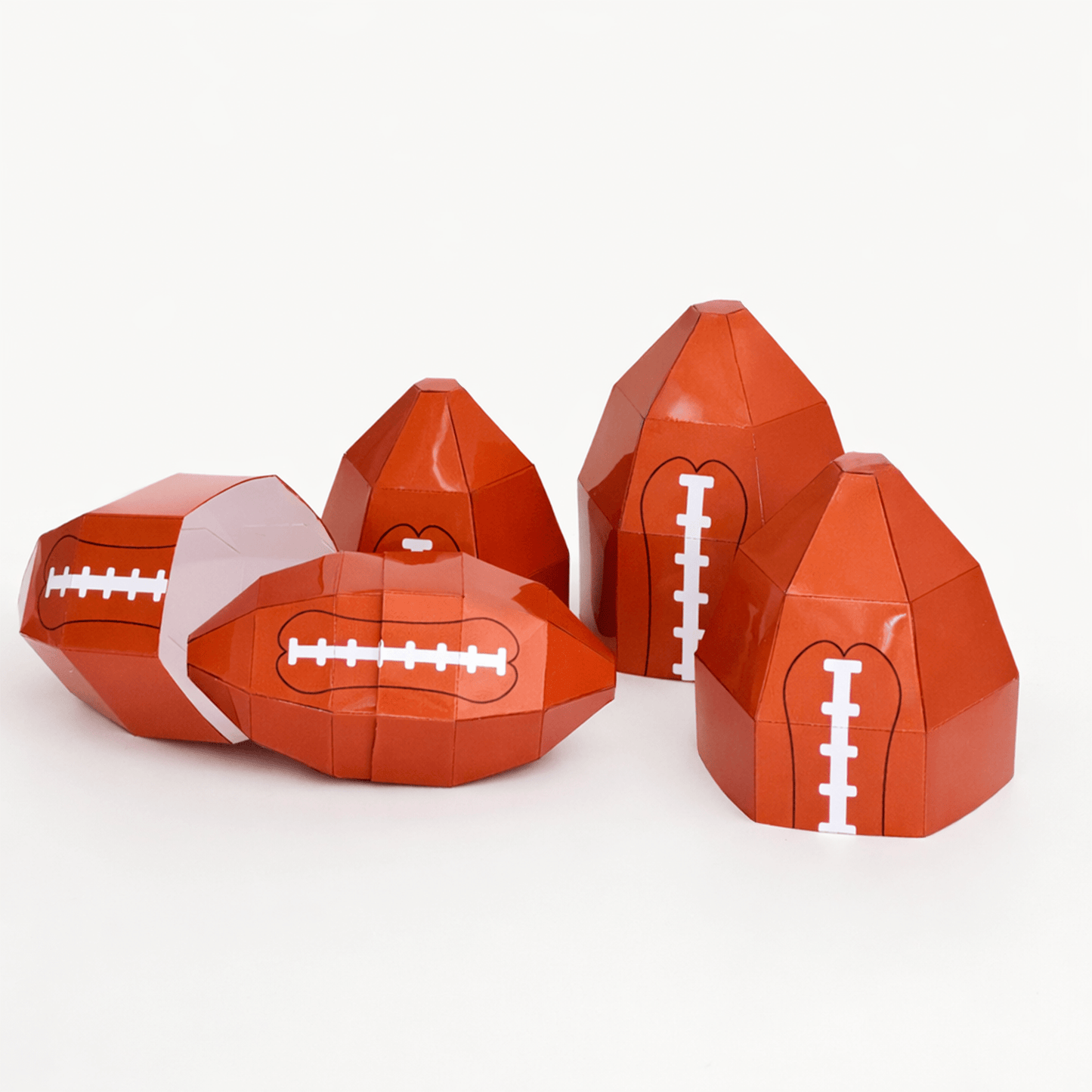 American Football Nesting Favor Boxes PDF Download | 3 Sizes Printable Papercraft Template