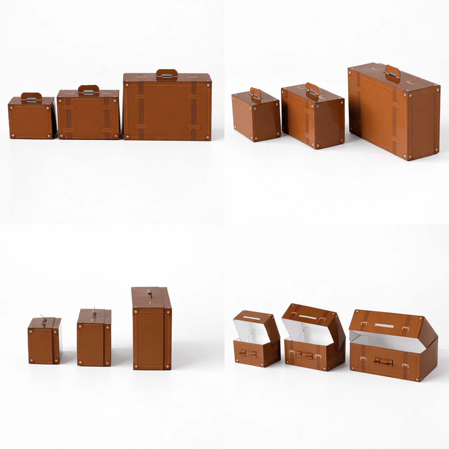 Leather Trunk Papercraft Favor Box Vintage Party Candy Gift | Digital Download PDF Template