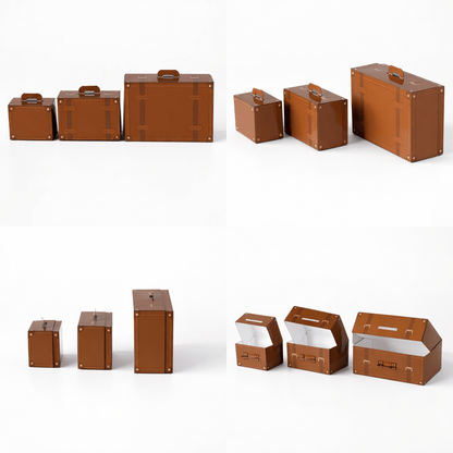 Leather Trunk Papercraft Favor Box Vintage Party Candy Gift | Digital Download PDF Template