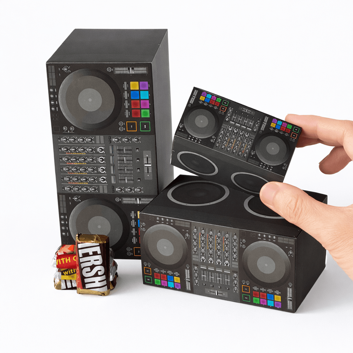 DJ Booth Favor Box Papercraft Template Party Candy Storage Nesting Set | Digital Download PDF