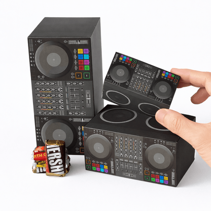 DJ Booth Favor Box Papercraft Template Party Candy Storage Nesting Set | Digital Download PDF