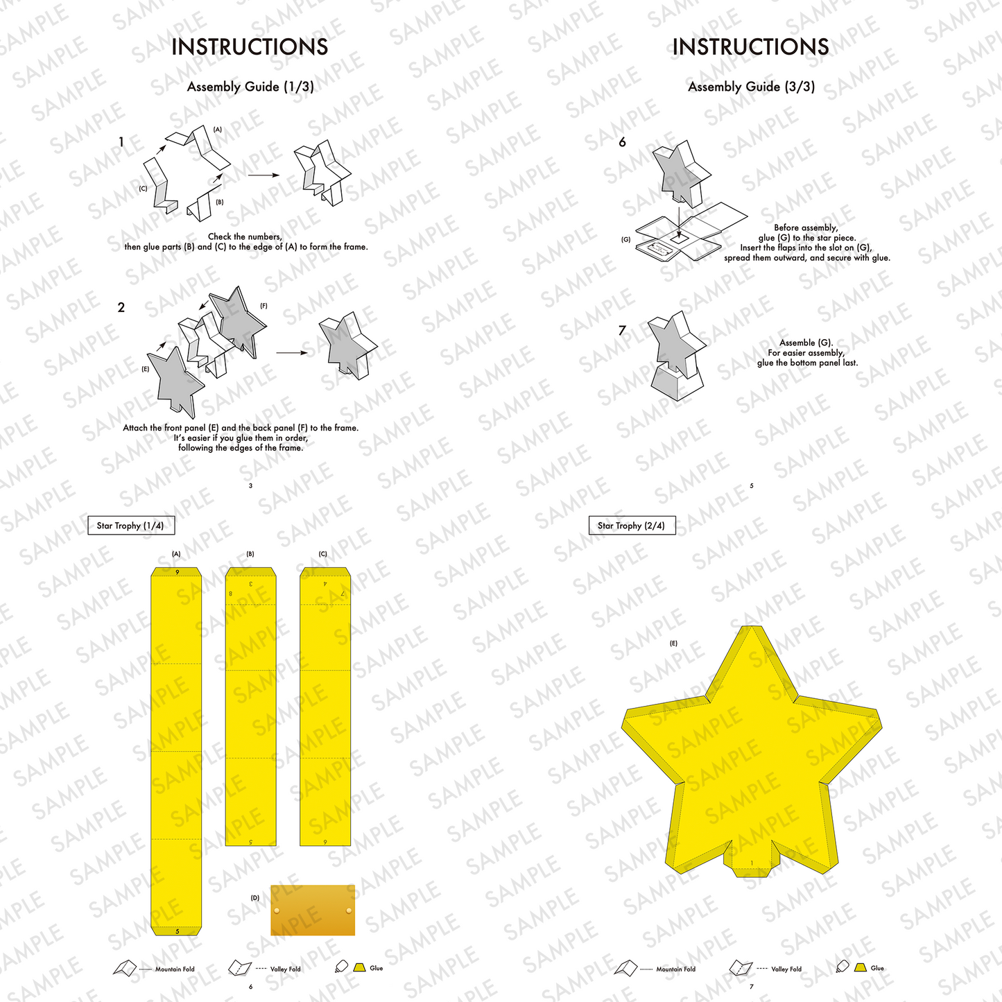 Star Trophy Papercraft Award | DIY 3D Star Model, Custom Message Plate (Digital Download)