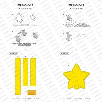 Star Trophy Papercraft Award | DIY 3D Star Model, Custom Message Plate (Digital Download)