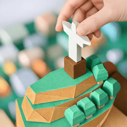 Tiny Christ the Redeemer Papercraft Mountain Diorama Brazil Landmark Miniature | Digital Download PDF Template