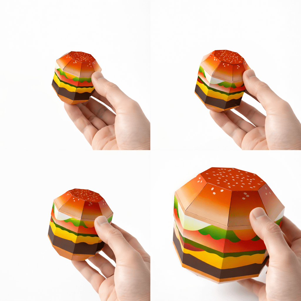 Hamburger Favor Box Papercraft Template | Four Sizes Nesting Treat Boxes (Digital Download)