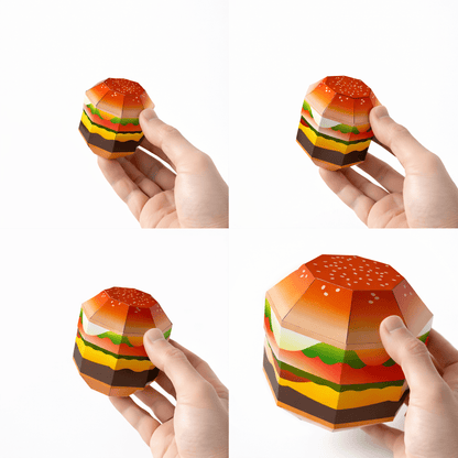 Hamburger Favor Box Papercraft Template | Four Sizes Nesting Treat Boxes (Digital Download)