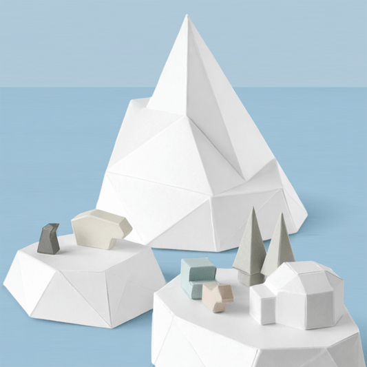 Tiny Icebergs Set Printable Papercraft PDF Polar Arctic Diorama Animals Igloo Miniature Craft Model