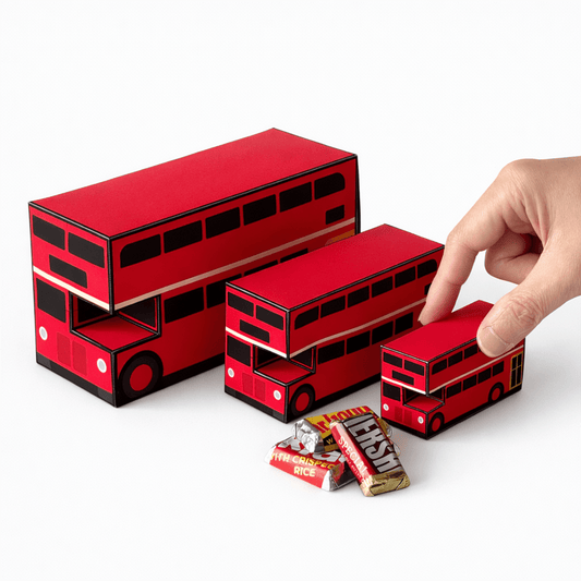 Double Decker Bus Favor Box Template – Routemaster Style Treat Holder (Digital Download)