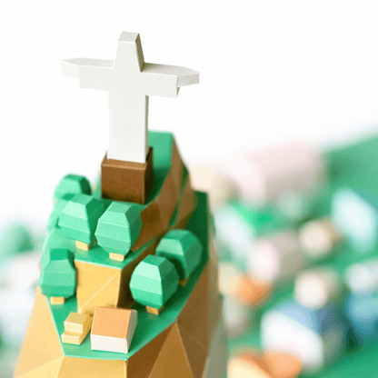 Tiny Christ the Redeemer Papercraft Mountain Diorama Brazil Landmark Miniature | Digital Download PDF Template