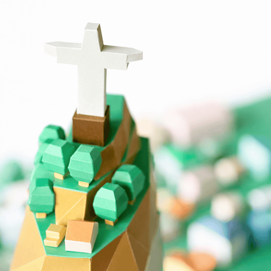 Tiny Christ the Redeemer Papercraft Mountain Diorama Brazil Landmark Miniature | Digital Download PDF Template