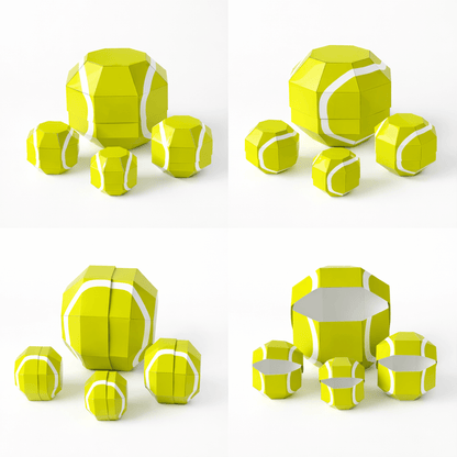 Tennis Ball Nesting Papercraft Boxes | Four Sizes, Party Favor Template (Digital Download)