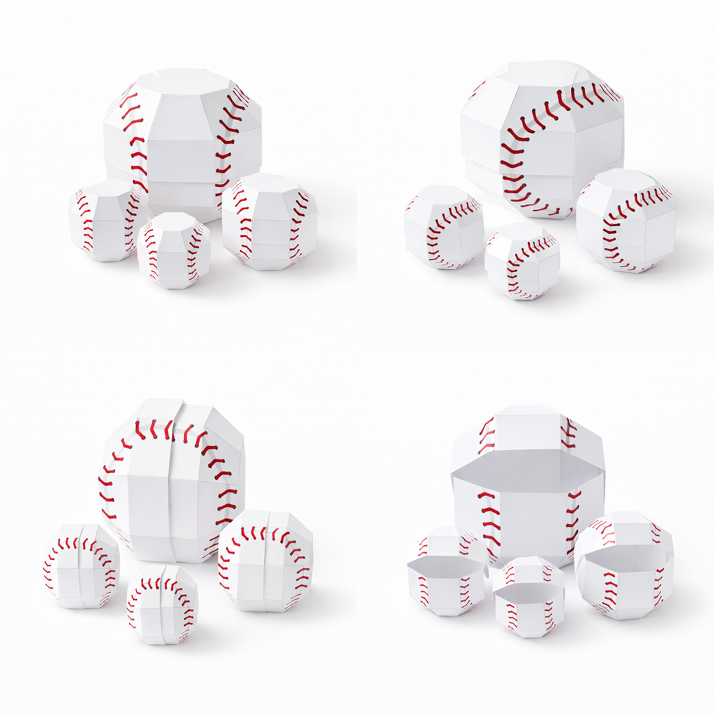 Baseball Treat Boxes Papercraft Template | Four Sizes, Party Favors (Digital Download)