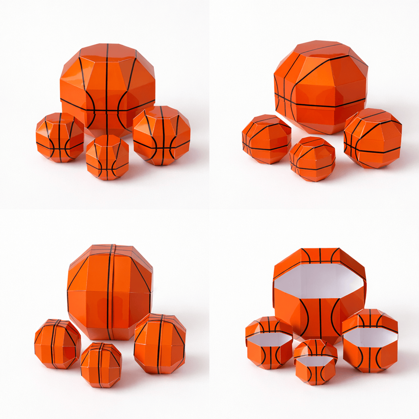 Basketball Treat Boxes Papercraft Template | Four Sizes, Party Favors (Digital Download)