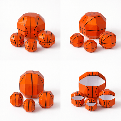 Basketball Treat Boxes Papercraft Template | Four Sizes, Party Favors (Digital Download)