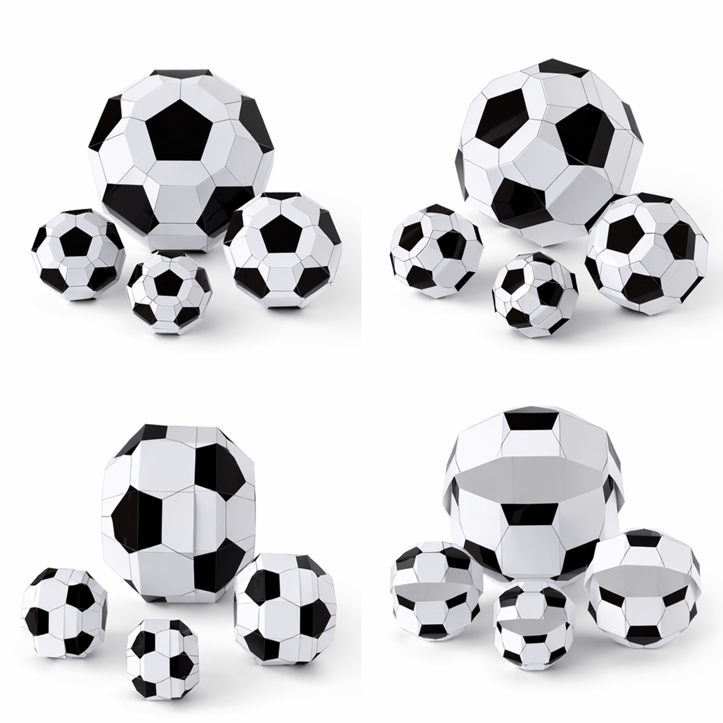 Soccer Ball Papercraft Boxes | Four Sizes Party Favor Template (Digital Download)