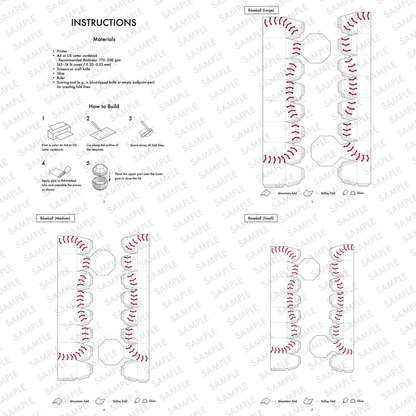 Baseball Treat Boxes Papercraft Template | Four Sizes, Party Favors (Digital Download)