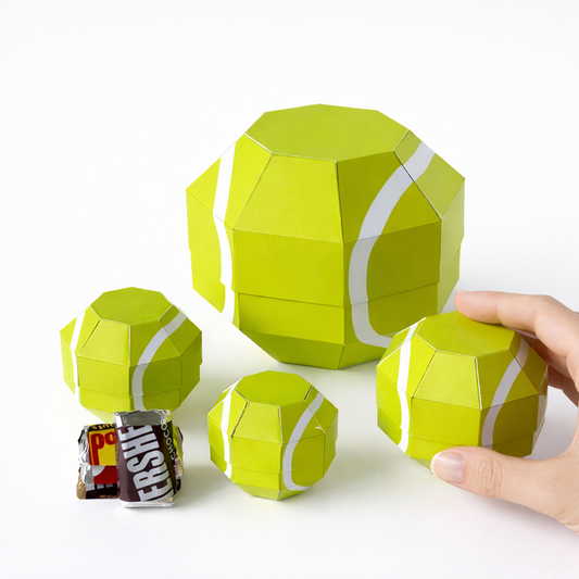 Tennis Ball Nesting Papercraft Boxes | Four Sizes, Party Favor Template (Digital Download)