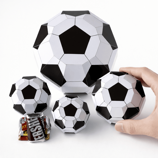 Soccer Ball Papercraft Boxes | Four Sizes Party Favor Template (Digital Download)