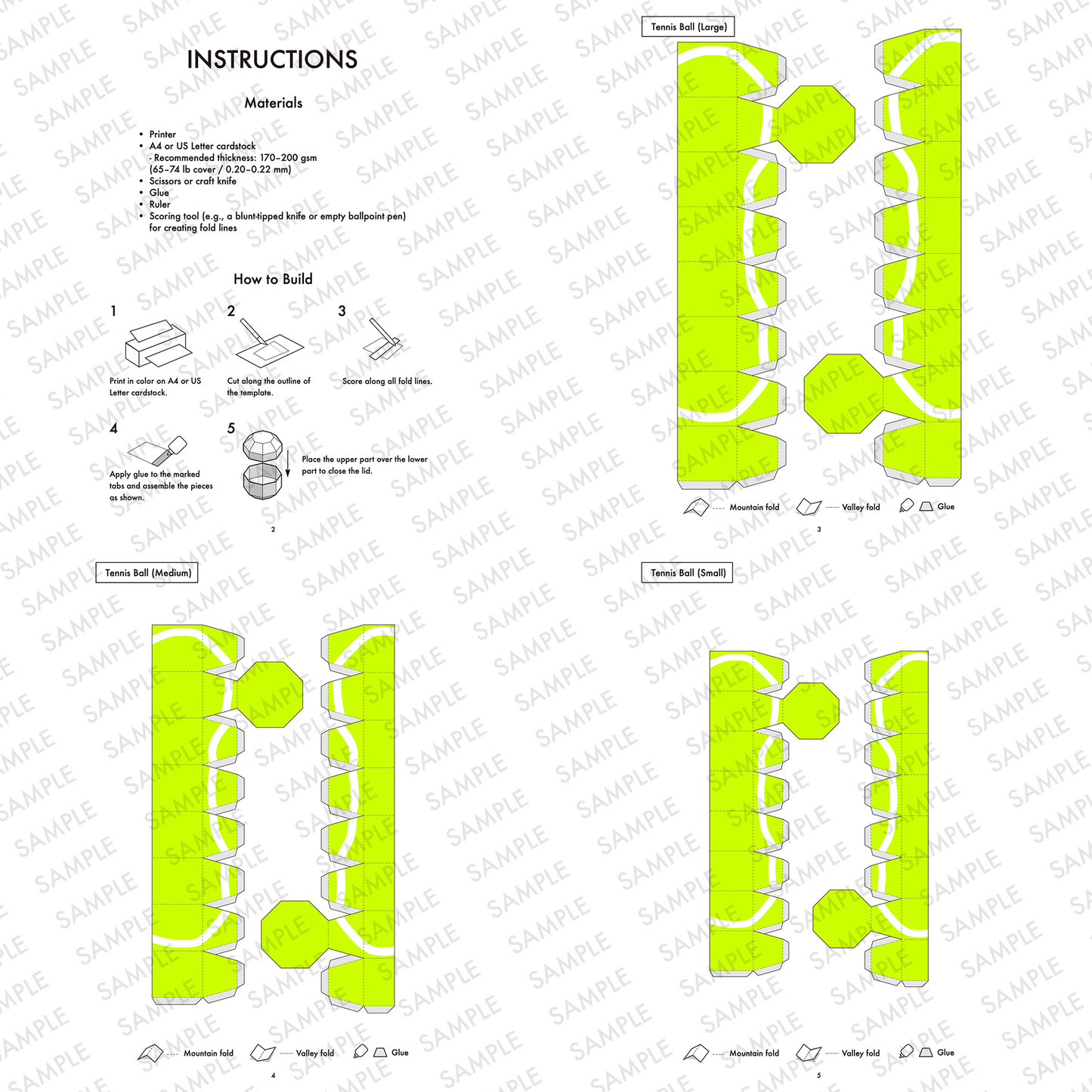 Tennis Ball Nesting Papercraft Boxes | Four Sizes, Party Favor Template (Digital Download)