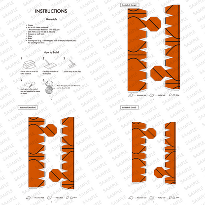 Basketball Treat Boxes Papercraft Template | Four Sizes, Party Favors (Digital Download)