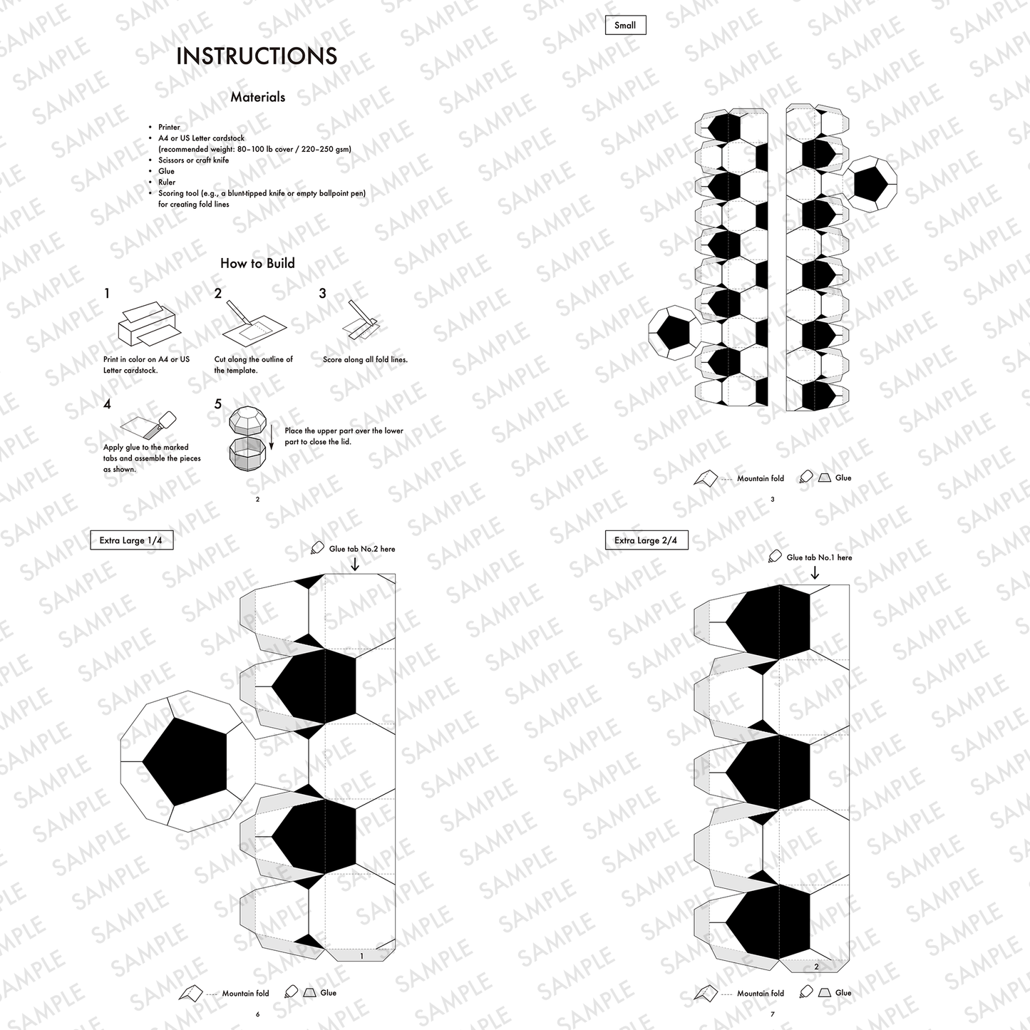 Soccer Ball Papercraft Boxes | Four Sizes Party Favor Template (Digital Download)