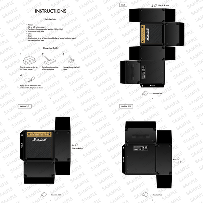 Printable Guitar Amp Treat Box Nesting Set Papercraft Candy Favor Template Digital Download