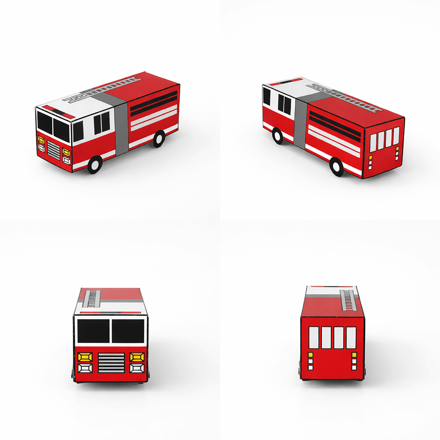 Nesting Cars Paper Craft Kit | Printable DIY 3D Vehicles for Kids | Fire truck, School Bus, Police Car, Ambulance | Stackable Paper Toys