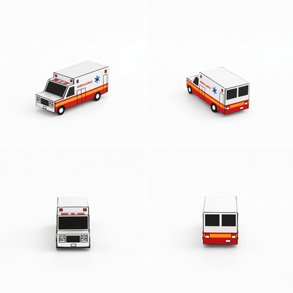 Nesting Cars Paper Craft Kit | Printable DIY 3D Vehicles for Kids | Fire truck, School Bus, Police Car, Ambulance | Stackable Paper Toys