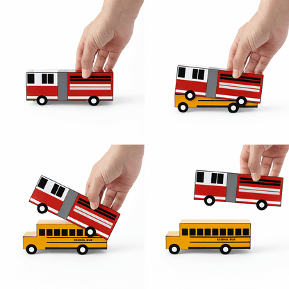 Nesting Cars Paper Craft Kit | Printable DIY 3D Vehicles for Kids | Fire truck, School Bus, Police Car, Ambulance | Stackable Paper Toys