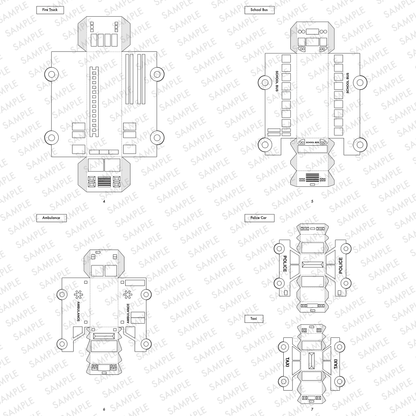 Nesting Cars Paper Craft Kit | Printable DIY 3D Vehicles for Kids | Fire truck, School Bus, Police Car, Ambulance | Stackable Paper Toys