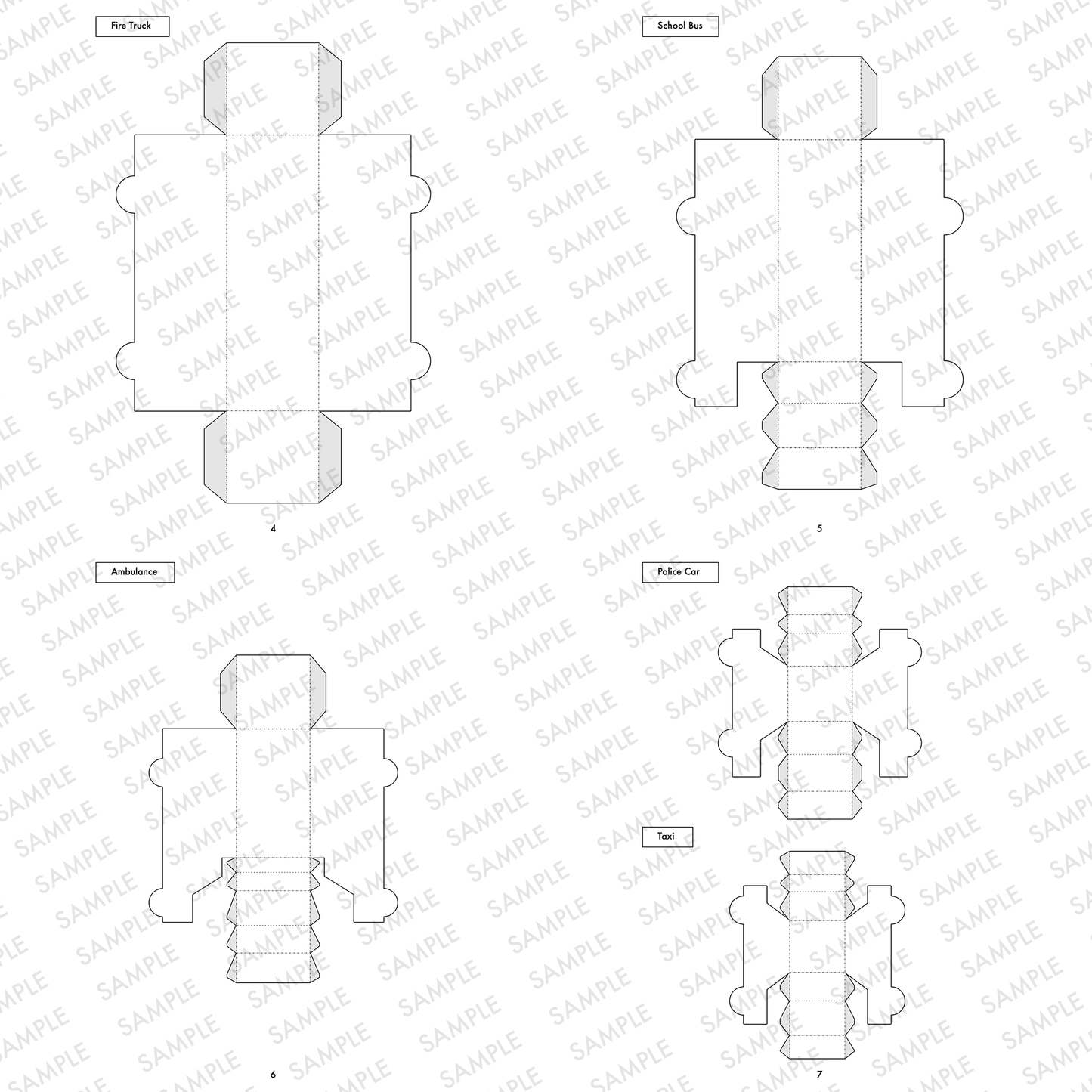 Nesting Cars Paper Craft Kit | Printable DIY 3D Vehicles for Kids | Fire truck, School Bus, Police Car, Ambulance | Stackable Paper Toys