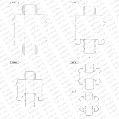 Nesting Cars Paper Craft Kit | Printable DIY 3D Vehicles for Kids | Fire truck, School Bus, Police Car, Ambulance | Stackable Paper Toys