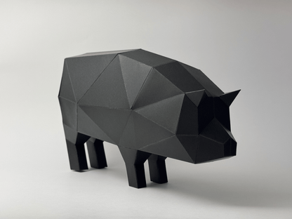 Geometric Pig Paper Craft Template – Low Poly Animal Sculpture (PDF File)