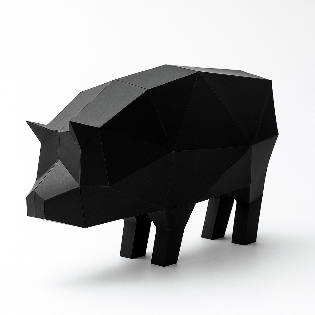 Geometric Pig Paper Craft Template – Low Poly Animal Sculpture (PDF File)
