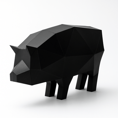Geometric Pig Paper Craft Template – Low Poly Animal Sculpture (PDF File)