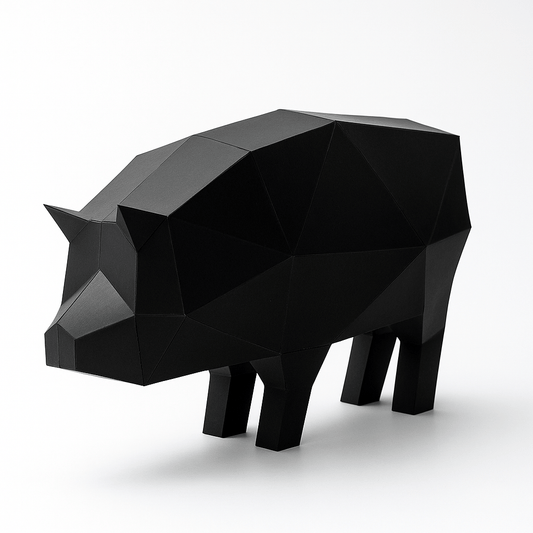 Geometric Pig Paper Craft Template – Low Poly Animal Sculpture (PDF File)