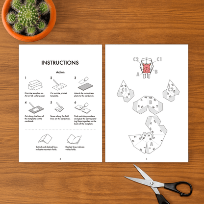 Geometric Pig Paper Craft Template – Low Poly Animal Sculpture (PDF File)