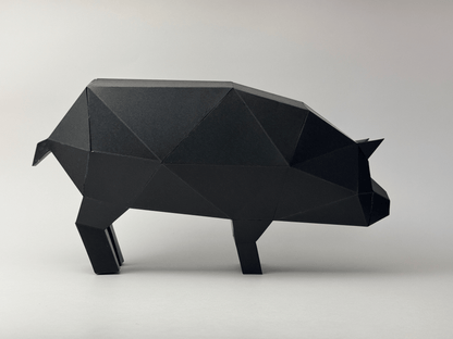 Geometric Pig Paper Craft Template – Low Poly Animal Sculpture (PDF File)