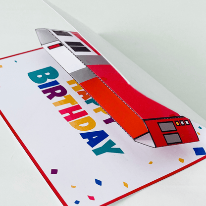 Fire Truck Pop-Up Birthday Card: 3D Papercraft Template (PDF Download)