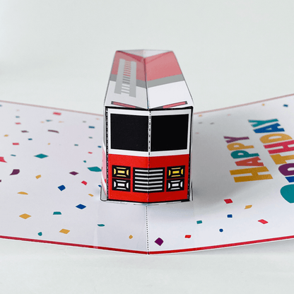 Fire Truck Pop-Up Birthday Card: 3D Papercraft Template (PDF Download)