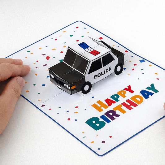 Printable Police Car Pop-Up Birthday Card | DIY Papercraft (PDF)