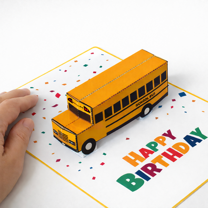 School Bus Pop-Up Birthday Card | DIY Papercraft Template (PDF)