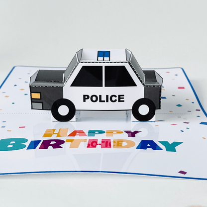 Printable Police Car Pop-Up Birthday Card | DIY Papercraft (PDF)