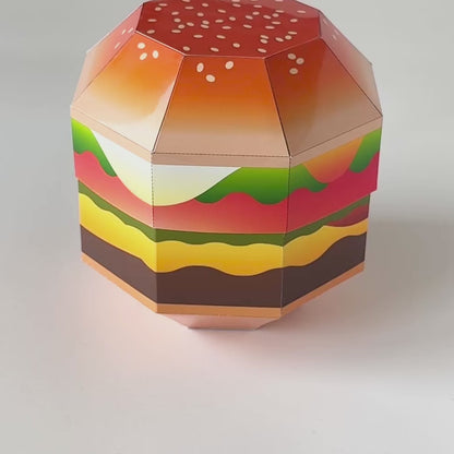 Hamburger Favor Box Papercraft Template | Four Sizes Nesting Treat Boxes (Digital Download)